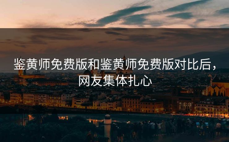 鉴黄师免费版和鉴黄师免费版对比后，网友集体扎心