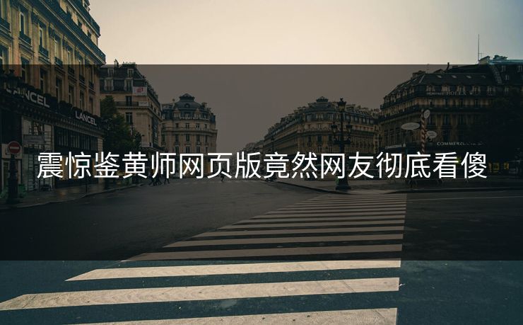 震惊鉴黄师网页版竟然网友彻底看傻