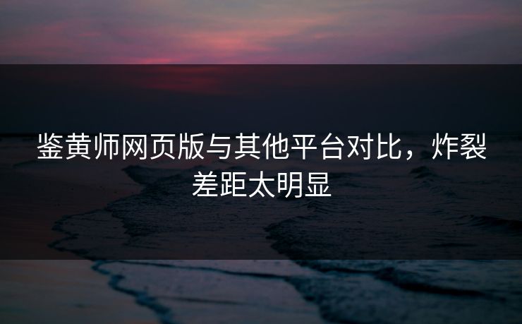鉴黄师网页版与其他平台对比，炸裂差距太明显