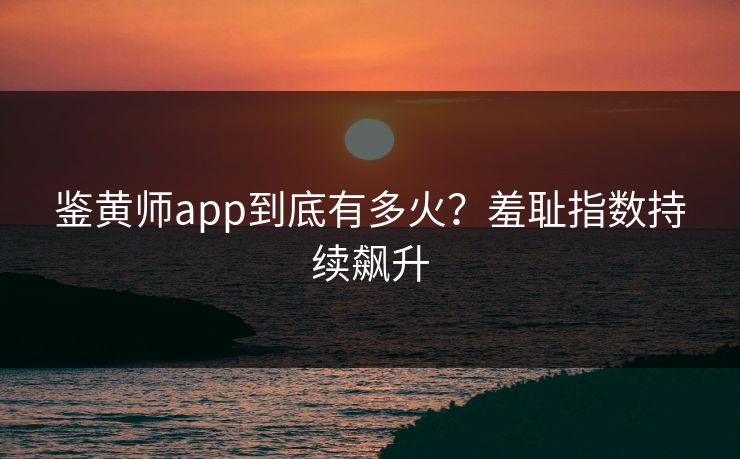 鉴黄师app到底有多火？羞耻指数持续飙升