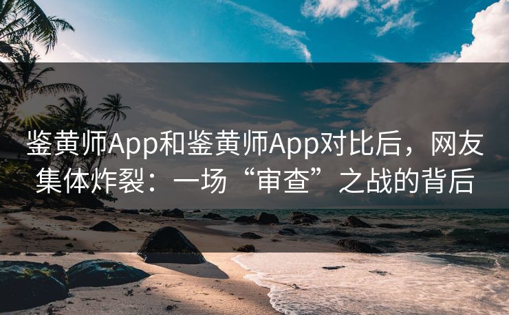 鉴黄师App和鉴黄师App对比后，网友集体炸裂：一场“审查”之战的背后