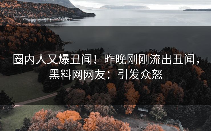 圈内人又爆丑闻！昨晚刚刚流出丑闻，黑料网网友：引发众怒