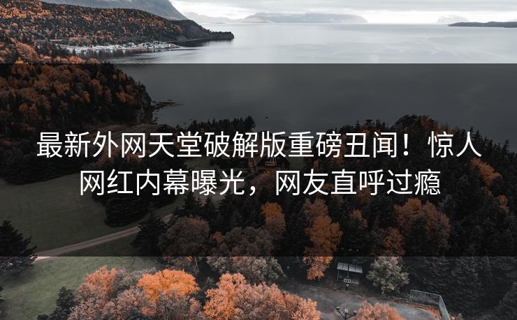 最新外网天堂破解版重磅丑闻！惊人网红内幕曝光，网友直呼过瘾