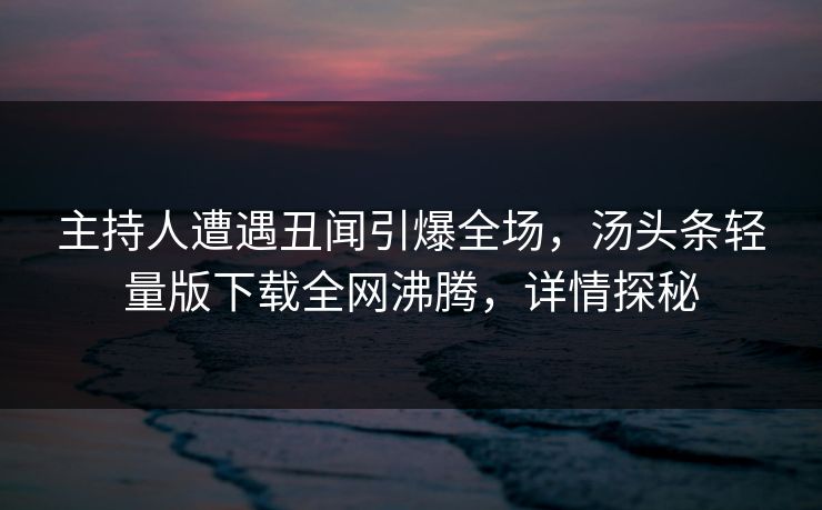 主持人遭遇丑闻引爆全场，汤头条轻量版下载全网沸腾，详情探秘