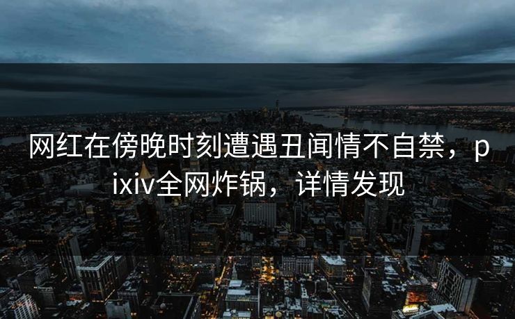 网红在傍晚时刻遭遇丑闻情不自禁，pixiv全网炸锅，详情发现