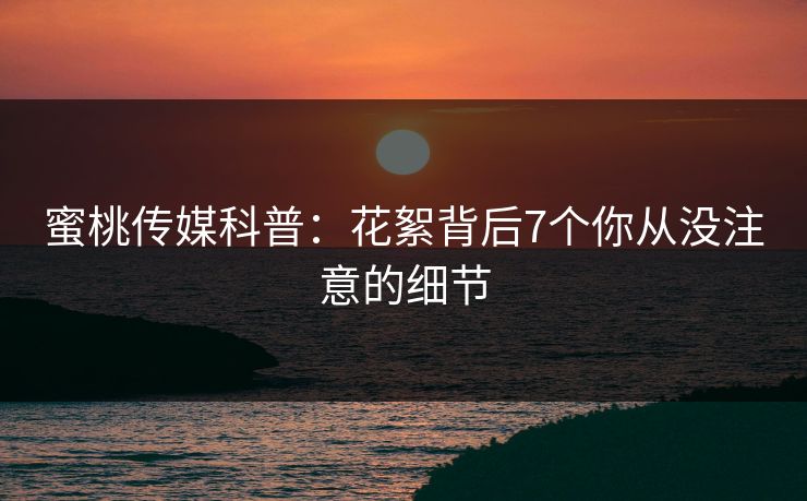 蜜桃传媒科普：花絮背后7个你从没注意的细节