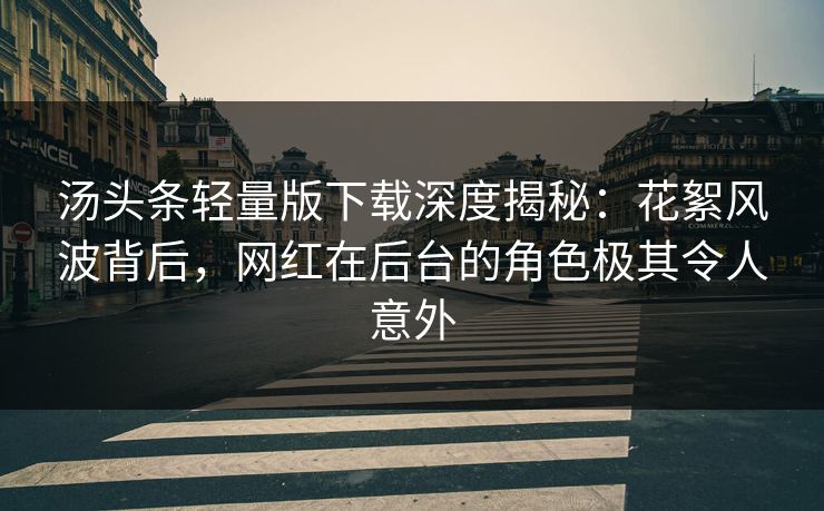 汤头条轻量版下载深度揭秘：花絮风波背后，网红在后台的角色极其令人意外