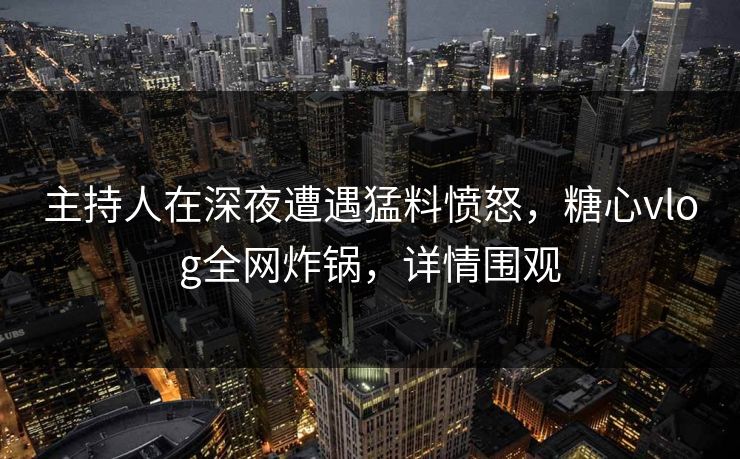 主持人在深夜遭遇猛料愤怒，糖心vlog全网炸锅，详情围观