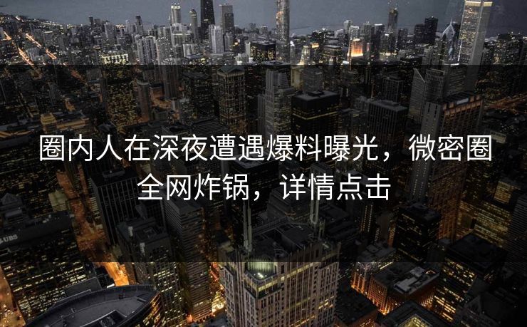 圈内人在深夜遭遇爆料曝光，微密圈全网炸锅，详情点击