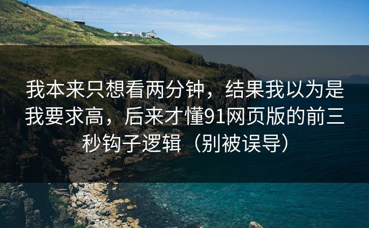 我本来只想看两分钟，结果我以为是我要求高，后来才懂91网页版的前三秒钩子逻辑（别被误导）